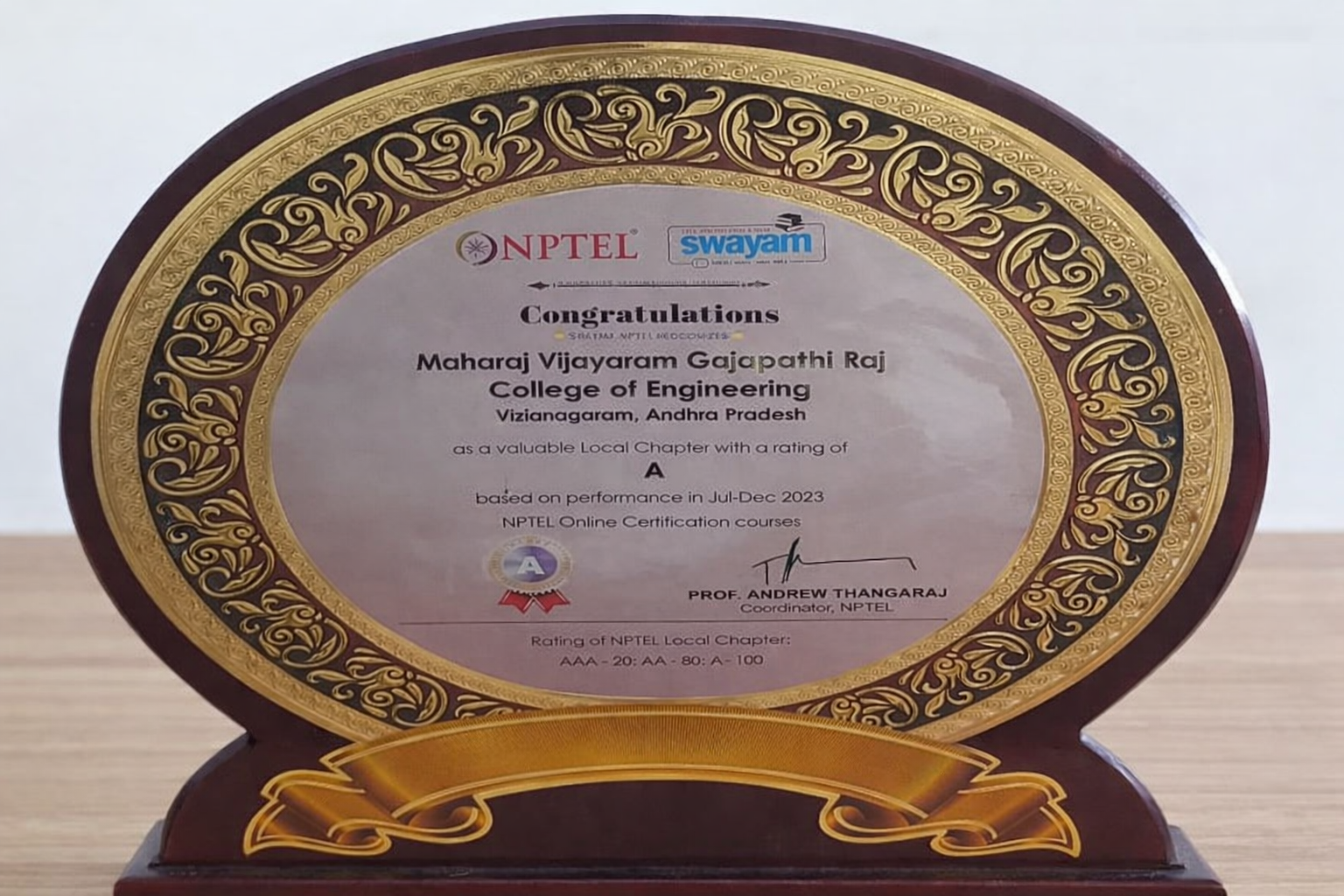 Proud Moment: MVGR Receives NPTEL Local Chapter ‘A’ Rating